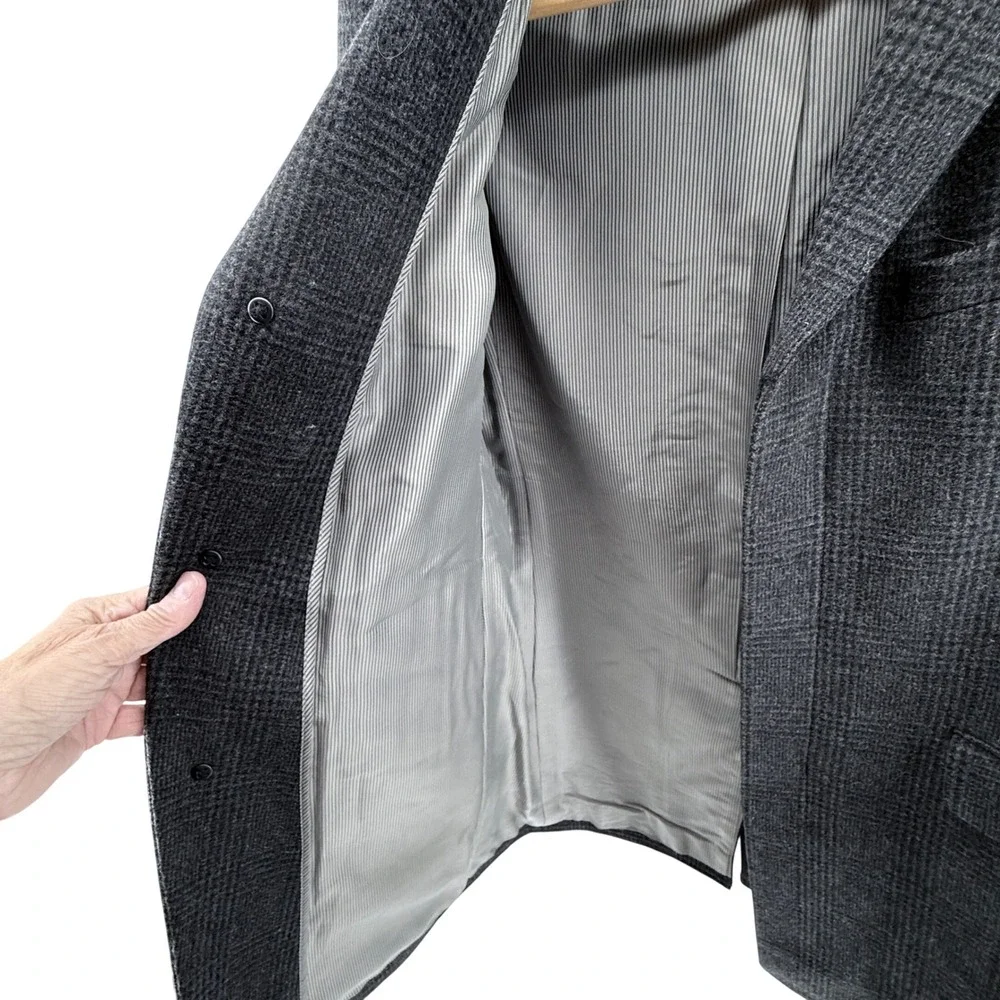 Banana‎ Republic Men's Gray Plaid Wool Blend Blazer Sport Coat Jacket